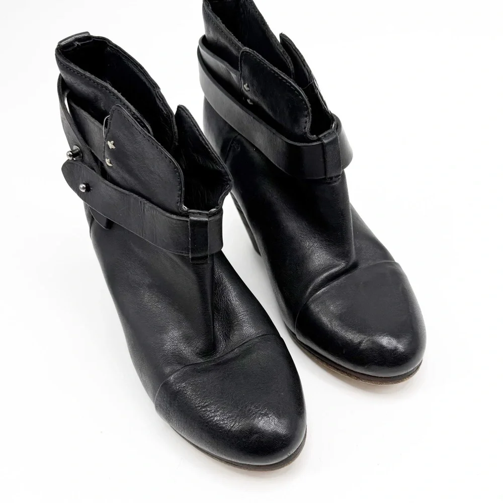 Rag & Bone Harrow Black Leather Boots Bootie, Size 36.5 - Picture 4 of 14